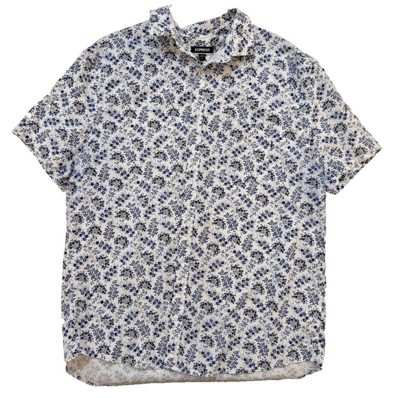 Express Shirt Mens XL Floral Button Up Short Sleeve Casual Lightweight - Picture 1 of 6